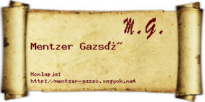 Mentzer Gazsó névjegykártya